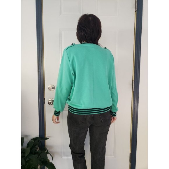 80s Green and Black Grew Neck Sweatshirt - Picture 3 of 4